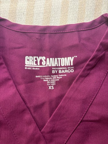 Grey's Anatomy Scrub Top Womens XS Double Pocket V-Neck Adjustable Waist - Picture 6 of 6