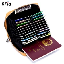 Women's mens fashion Genuine Leather Wallet Passport Coin Card Holder Rfid Purse