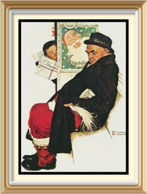 1975 Norman Rockwell Santa On The Subway Vintage Kunstdruck Americana Weihnachten