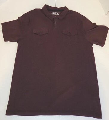 BKE Buckle Black No 48 Polo Shirt Pocket Front Red Burgundy Short Sleeve