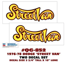 SP QG-852 1976-78 DODGE - STREET VAN - DECAL SET - LICENSED - TWO DECALS