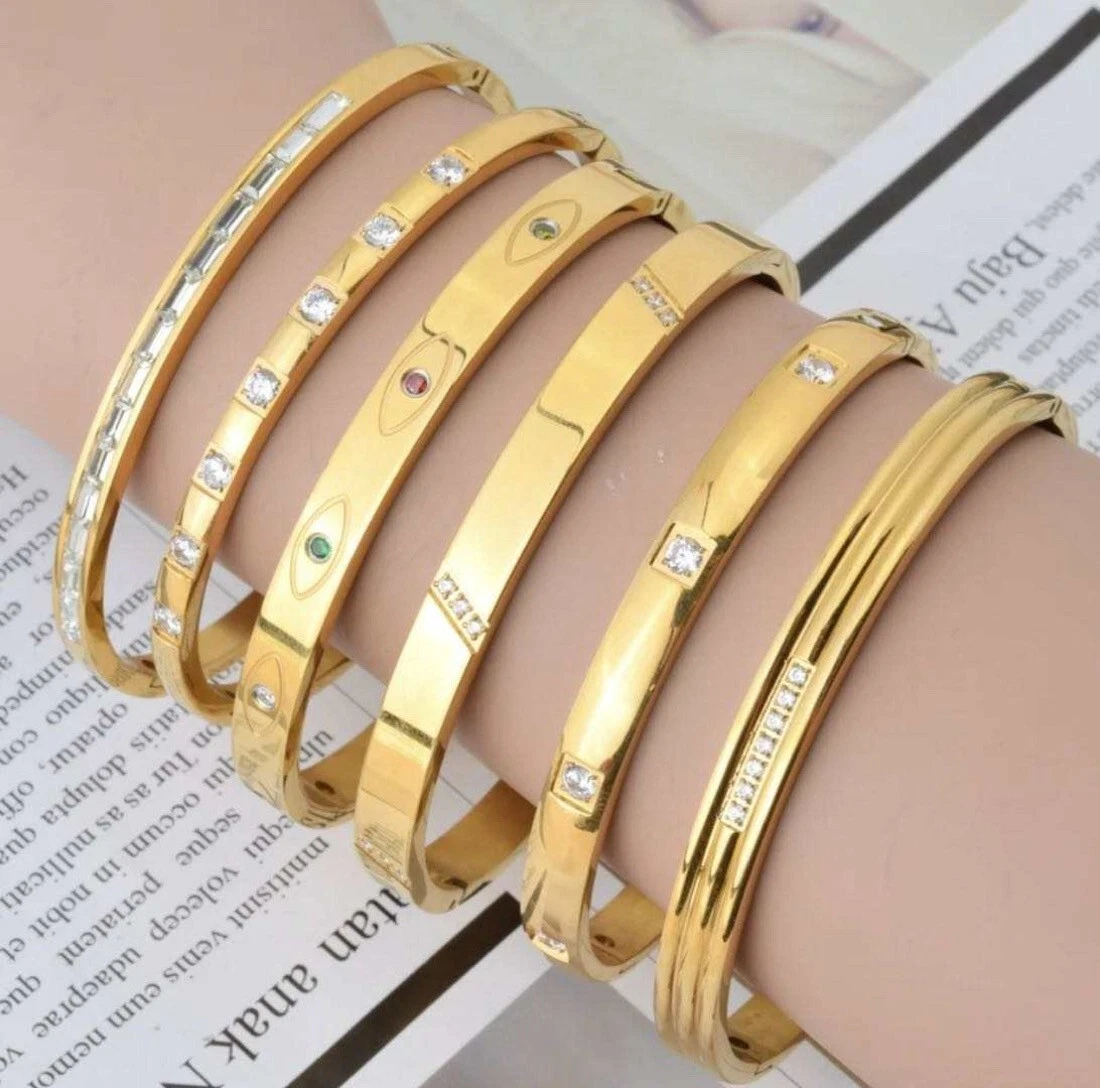 Luxury bracelet Stainless Steel Bracelet Bangle 18ct gold plated