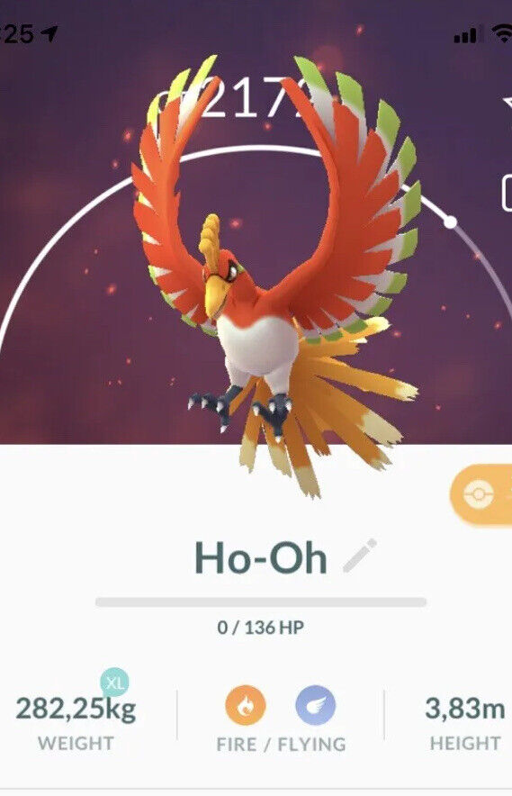 Ho-Oh Pokemon Trade Go LV20 Pokémon Stardust PVP Ultra League Read  Description