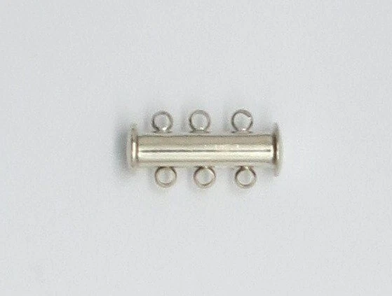 2 Slide Clasp 3 Strand Brass Slide Lock Clasp Multi Strand Clasp Silver Plated - Image 4 of 4