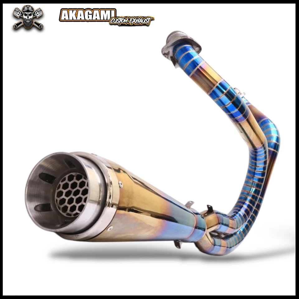 不锈钢 Stell 排气 2 合 1 颜色蓝色-金色 适合 Harley Davidson Dyna — 第 3/4 张图片