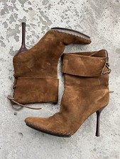 Gucci Vintage Brown Suede leather Heels Boots Shoes 101851 Size 9,5