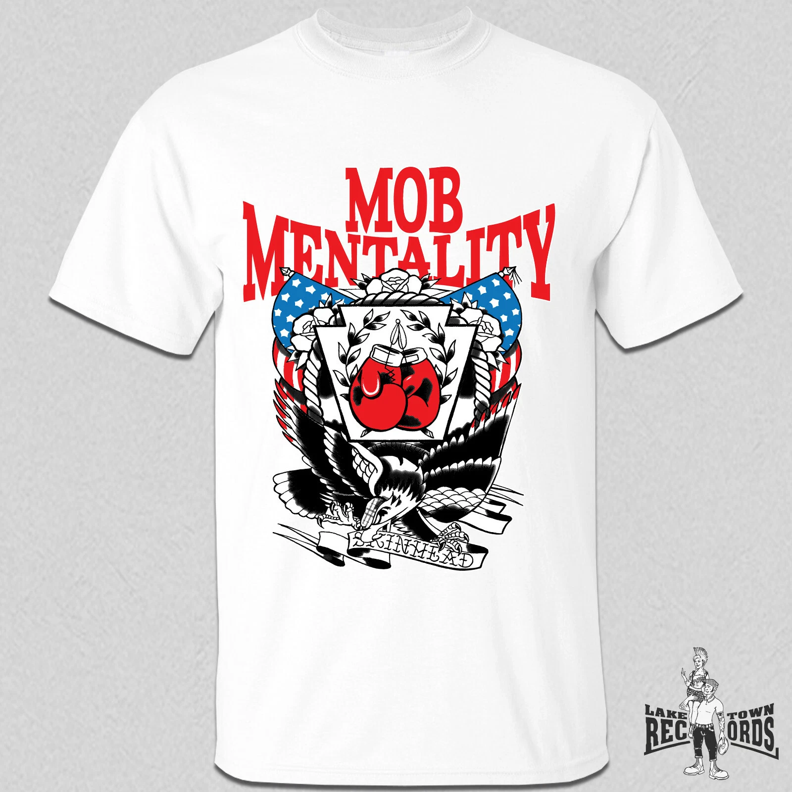 MOB MENTALITY - SKINHEAD (T-SHIRT) White S-3XL Oi! Skinhead Punk Noi!se Rancid