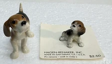Hagen Renaker BEAGLE Dog Puppy Adult Small Tiny Miniature Figurine Vintage 2 LOT