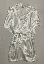 Linea Donatella Bride Satin Wrap Robe Cami Set White L