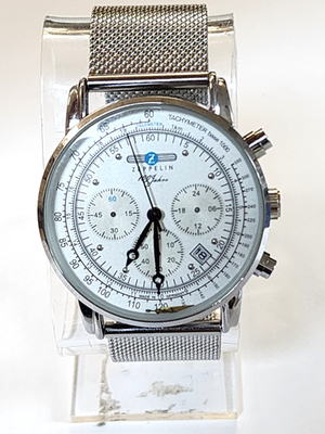 Zeppelin 100 Years Jarhe Mod. 7580 Silver Dial Mesh Band Quartz