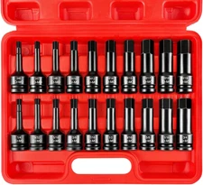 1/2" Drive Master Impact Hex Bit Set, 20 Piece Hex Driver Socket Set, Allen Bit