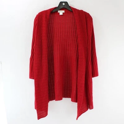 Christopher & Banks Rouge Open-Front Demi-Manchon Cardigan Femmes Petit - Photo 1/4
