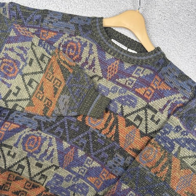#ad #ad Vintage The Men#x27;s Store At Sears Sweater Mens XL Aztec Multicolor Knit Retro 90s $29.99