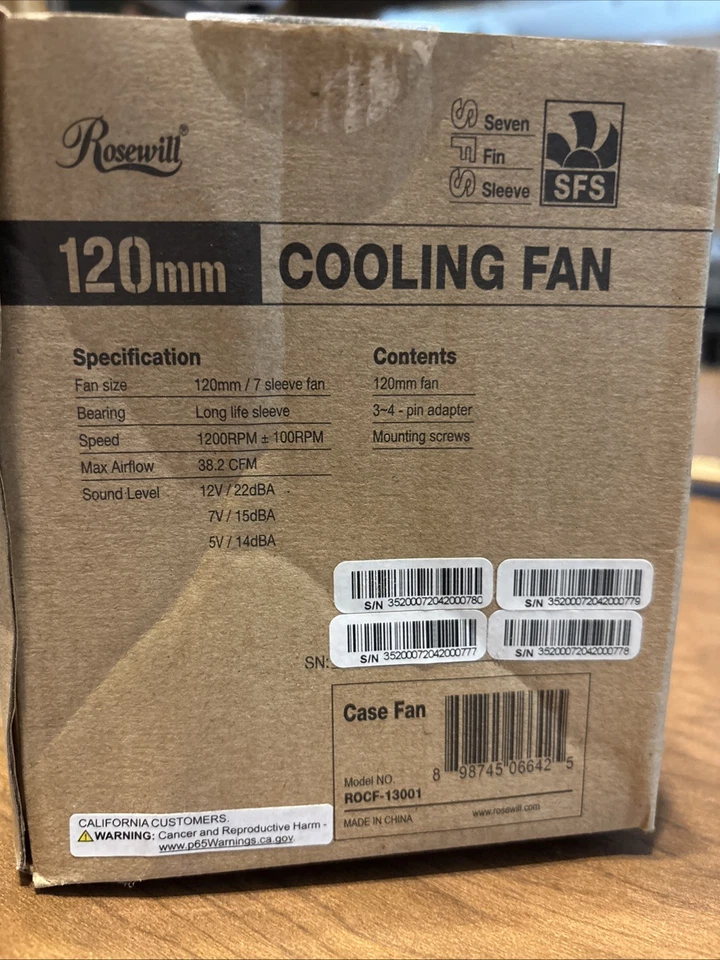 Rosewill ROCF-13001 120mm Case Fan, Black - 2-Pack - Image 3 of 4