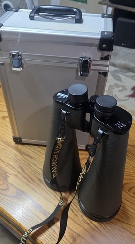 Parks 25x100 Porro Prism Binoculars Multi-Coated Black with Lens Cover Hard Case