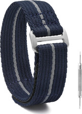 Nylon Watch Band - Hook and Loop Fasteners Soft Watch Strap 20Mm 20Mm-M Blue