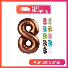 Coffee Brown Number 8 Balloon 40 Inch - 8th Balloon Number Decorations