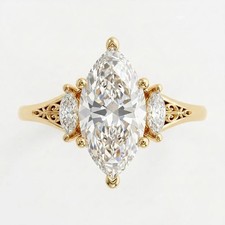 2ct Marquise Moissanite 925 Sterling Silver Engagement Wedding Gift Ring for Her