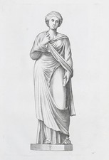 Woman Frau Roman Greek Antiquity Statue Antike Copper Engraving 1635