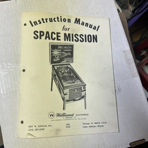 original Space Mission Williams pinball MACHINE manual
