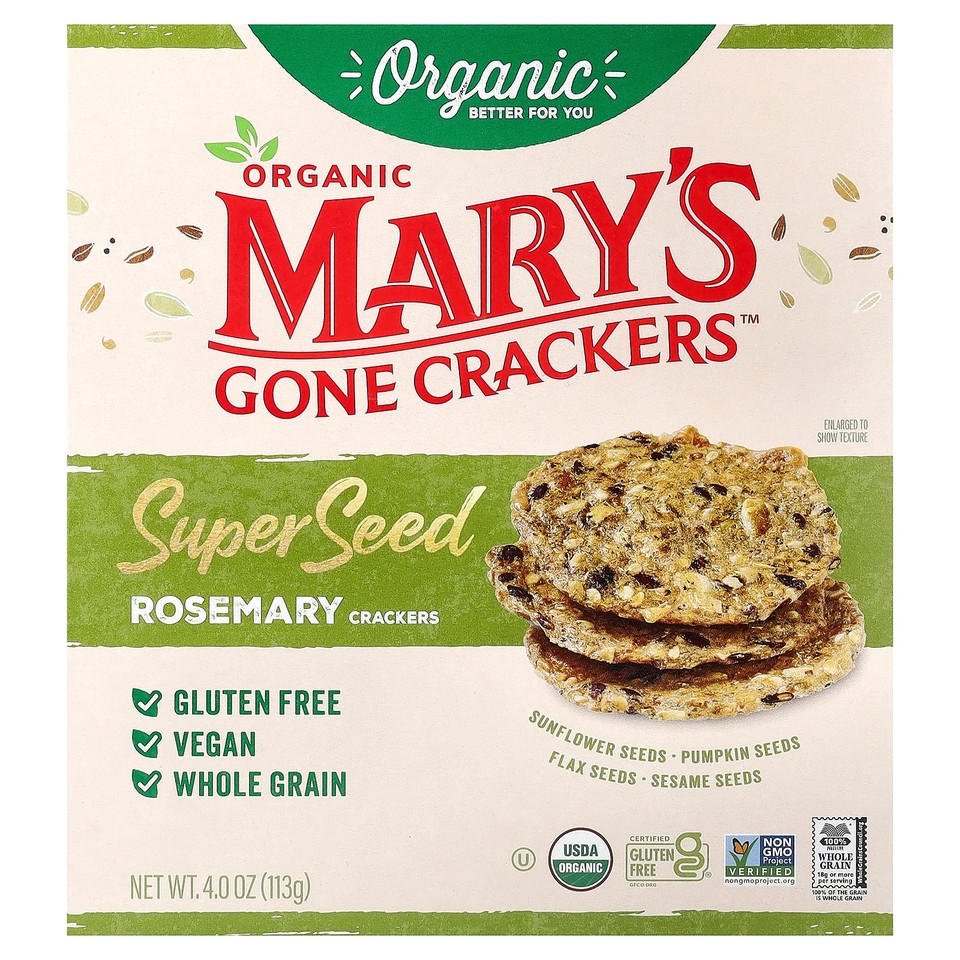 Organic Super Seed Crackers, Rosemary, 4 oz (113 g)
