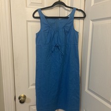 Tommy Hilfiger Womens Linen Blend Midi Tank Dress 8 Turquoise Blue Preppy
