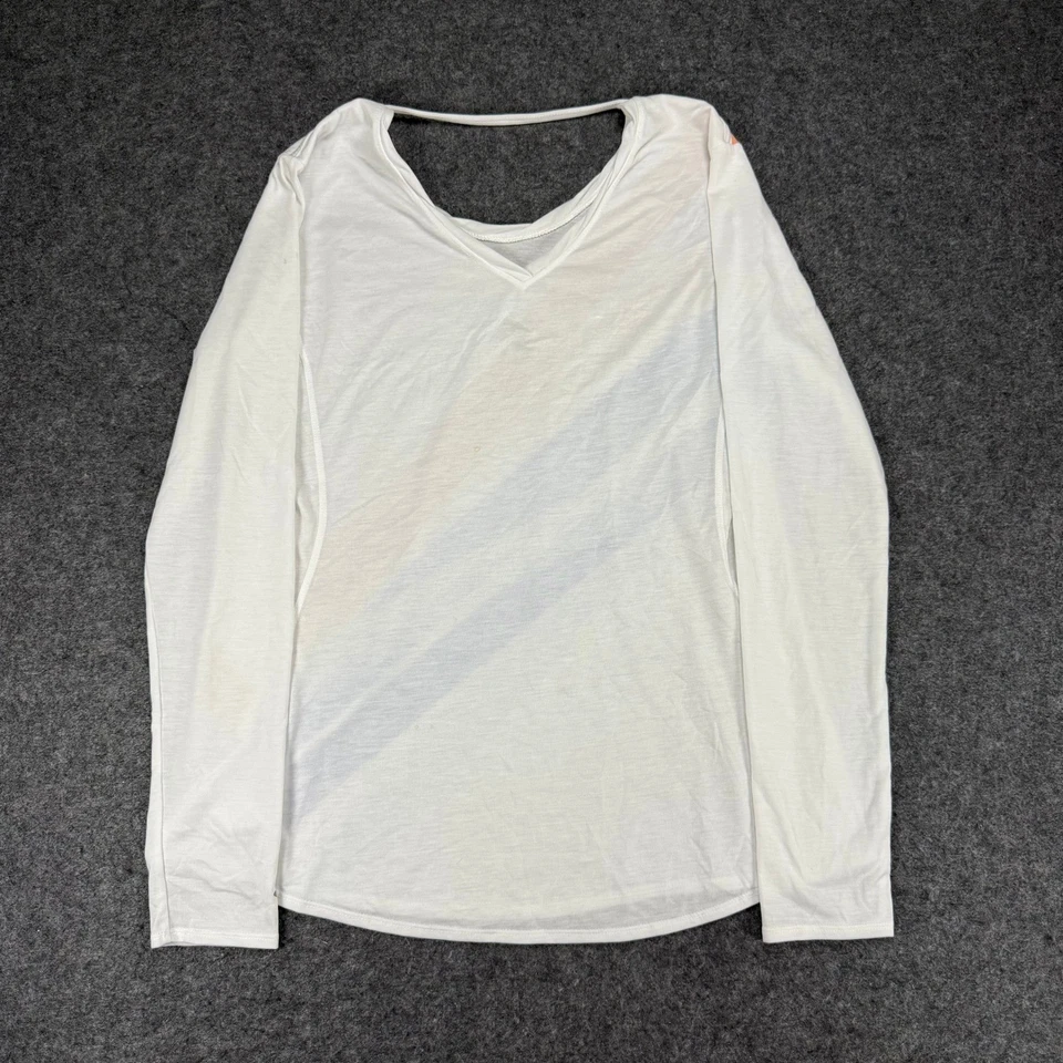 Brooks Long Sleeve Running Top White Stripe Activewear Athleisure Womens L - Image 3 of 4