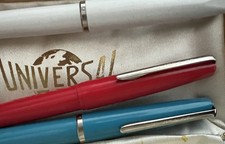 Universal Fountain Pens Piston Red Blue White Vintage '70 3 Pens