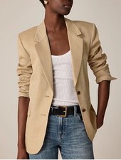 J. Crew 10 Classic Two-Button Blazer in Herringbone Linen Tan/Honey Khaki