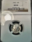 1942 Mercury Dime NGC MS66 Blast White Borderline FB CHRC