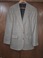 Chaps ralph lauren Suit Coat Blazer Mens 42 R Notch Collar blue/gray Houndstoth