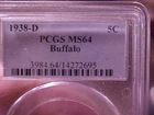 1938-D Buffalo Nickel  PCGS MS 64