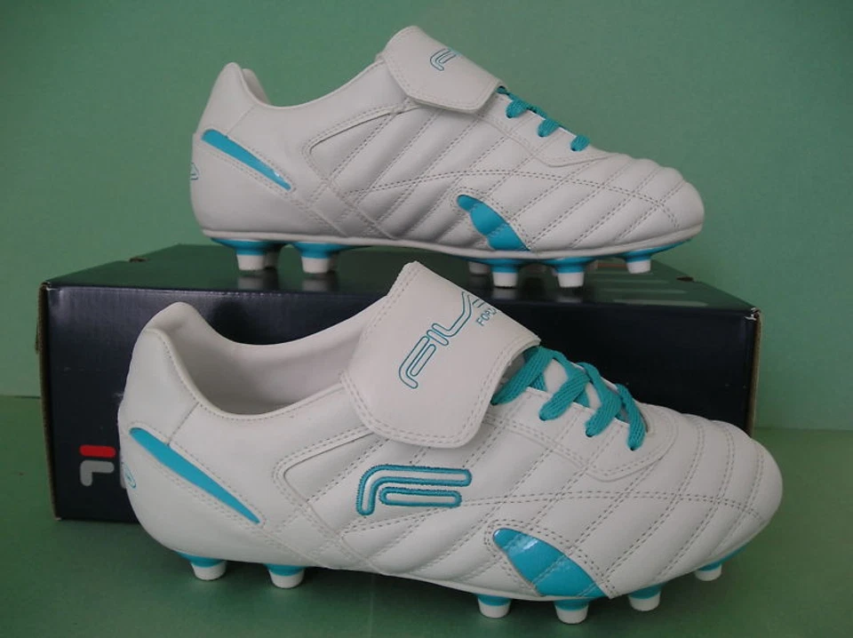 RARE~Fila FORZA~Futbol Soccer Boot Cleat Shoe~WOMENS 10 white turquoise - Image 2 of 4