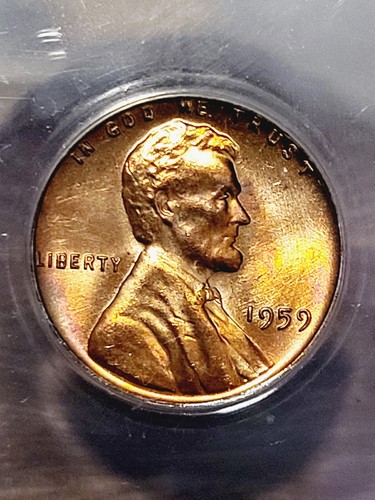 1959 Lincoln Penny - MS 66 - RB - No Mint Mark - with Errors - Rare - Picture 6 of 6