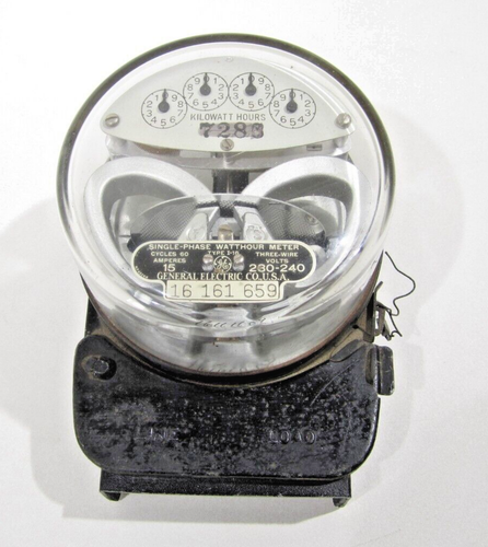 Vtg GENERAL ELECTRIC CO Meter Single Phase Watt Hour Meter Type I-16 Watthour GE