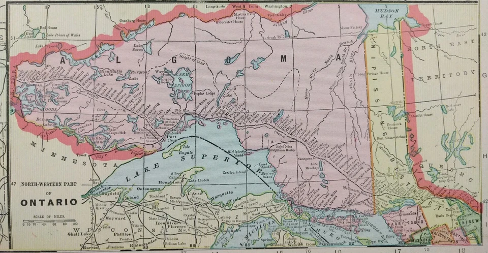 Mapa de colección 1900 ONTARIO CANADÁ 22"x14" ~ Antiguo Antiguo Original TORONTO WINDSOR Foto 4 de 4