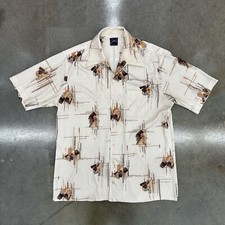 Vintage 70s Joel Cal Made Polyester Disco Button Up Shirt Large