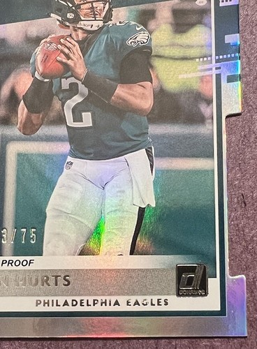 Jalen Hurts 🔥 2020 Donruss Rated Rookie Silver Press Proof Die Cut /75 SB MVP - Picture 2 of 11