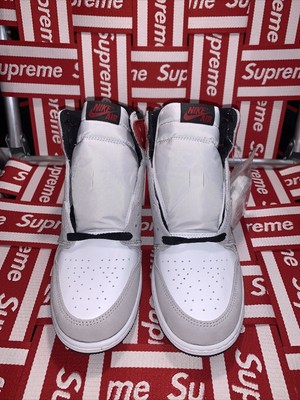 Air Jordan 1 Retro High Og Light Smoke Grey Red Size 7y Gs 100 Authentic Ebay