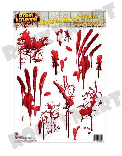 Bloody splatter and handprint Bathroom Tile Halloween Cling Decor