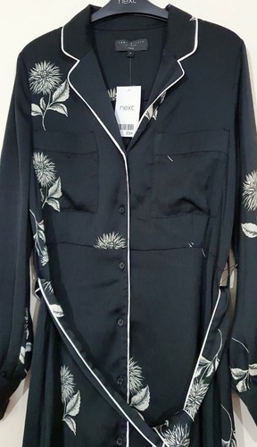 NEXT EMMA WILLIS SIZE 8 R MONO BELT SHIRT BUTTON MAXI MIDI DRESS STYLISH NEW - Picture 10 of 12