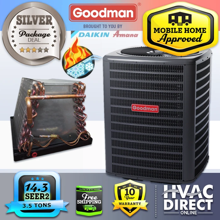 3.5 Ton 14.3 SEER2 Goodman Mobile Home Approved AC Heat Pump Condenser  u0026amp; Evap Co | eBay