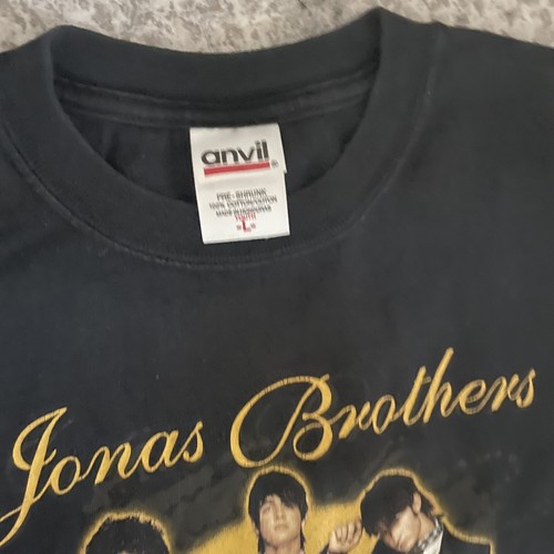 Jonas Brothers 2008 Tour T Shirt Youth L Black 2 Sided Graphics Anvil Tag - Picture 3 of 5