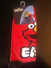 Sesame Street Elmo and Crayons Crew Socks Size 10-13 Unisex Adult Red NWT