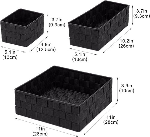Woven Storage Baskets for Organizing, Small Black Baskets Cube Bin Con - Picture 3 of 12