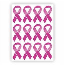 Pink Ribbon Vinyl Decals / Stickers / Bulk Stickers Breast Cancer Awareness 12pk