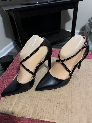 CHRISTIAN SIRIANO X Strappy Stiletto Pumps Black Pointed Toe Women's Size 6.5 - Picture 5 of 5