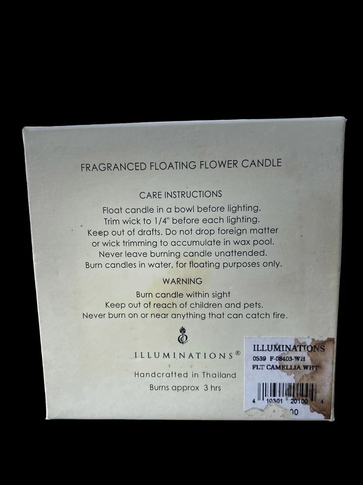 "2 velas flotantes (flotantes) de 4,5"" con flores de camelia amarillas iluminaciones nuevas en caja" Foto 3 de 3