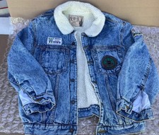 90's EDWIN NEW-BOY STAFF HEAVY DENIM WOOL SHERPA JEAN JACKET W/ PATCHES JAPAN