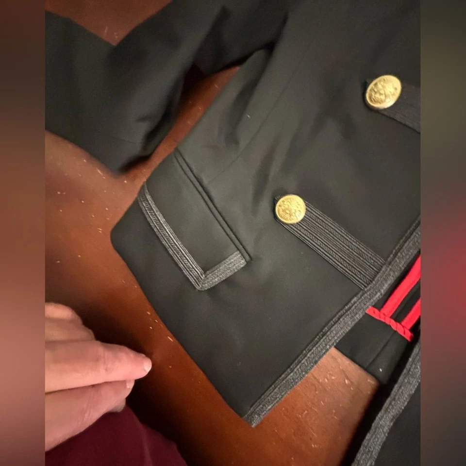 Express Black Military captain Style Jacket gold buttons vintage SP P Coat - Image 3 of 4